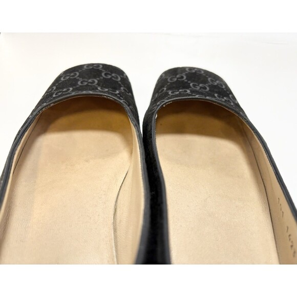Gucci Black Suede Flats/Loafers GG Monogram Square Toe Vintage Y2K Sz 36 6 - Picture 10 of 11